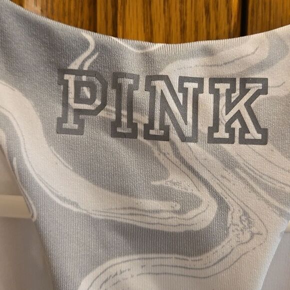 White Gray Marble Lace-Up Bralette Sports Bra Pink Victorias Secret Small Women - Picture 8 of 16